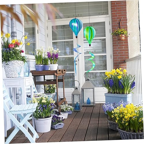Miniatura 9 de Yardwe 2 piezas de globos de aire caliente hilanderos de viento fáciles de instalar adornos decorativos de jardín para decoración al aire libre