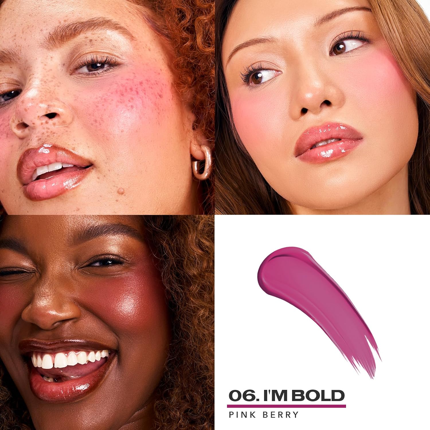 Sacheu Cheek STAY-N Liquid Blush for Cheeks — High Pigment, Buildable, Lightweight Cream Blush for Dewy & Radiant Flushed Cheeks — Long-lasting & Cruelty Free, I'm Bold - Image 2