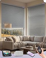 Vista 25 de Graywind Persianas motorizadas Shangrila más anchas compatibles con Alexa Google Control remoto recargable, filtro de luz inteligente, persianas
