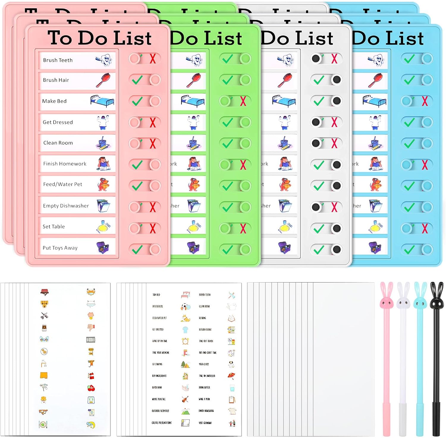 Teling 12 Pcs Chore Board for Kids Blank Checklist Board Set Reusable ...