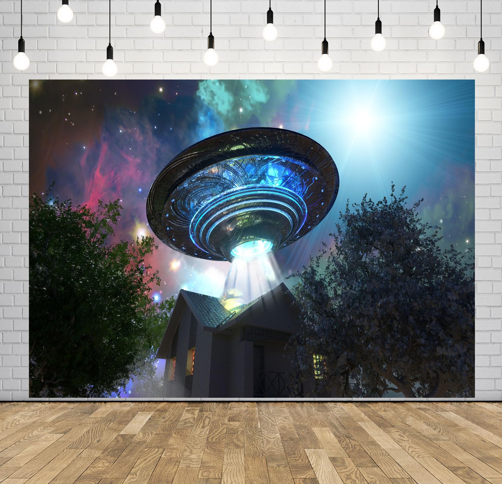 12x10FT (3.6x3m) UFO Sopra Casa Di Campagna Sfondo Fotografico