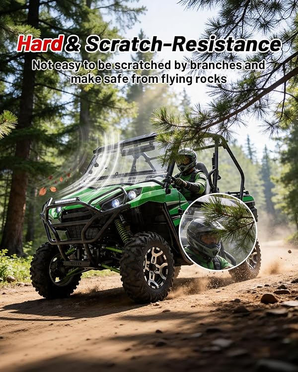 StarknightMT Flip Windshield Scratch Resistant Compatible with 2016+ Kawasaki Teryx 800 2/4 2021+ Teryx S/S 4 Accessories Waterproof Vent Clear Front Window Used with Roof by StarknightMT - Image 3