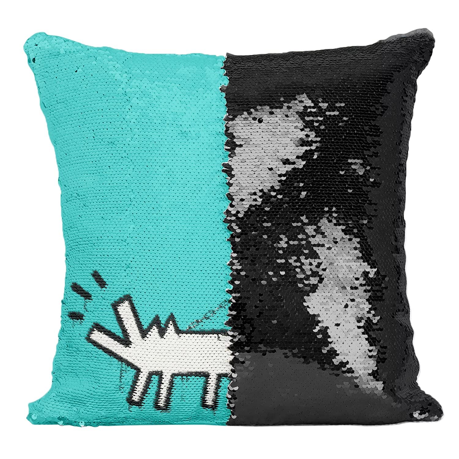 Coussin Sequin Noir Banksy Choose Your Weapon déco salon moderne et branché