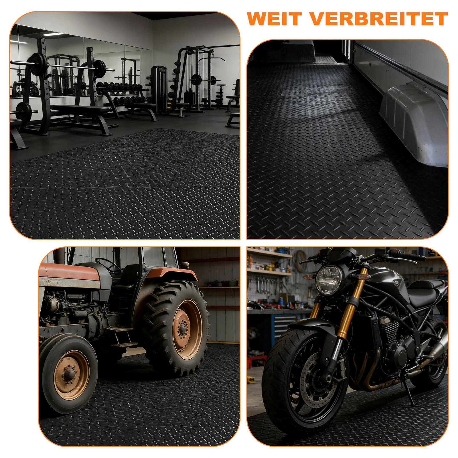 Gummimatte 1m x 1.5m Bodenschutzmatte Antirutschmatte für Garage, Werkstatt, Keller – Hochwertige Gummiläufer mit Rutschfester Oberfläche, wasserfest und einfach zu reinigen
