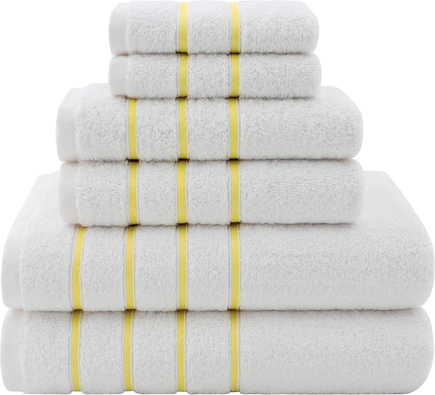 Dorlion Towels, 6 Piece Striped Towel Set, 100% Turkish Cotton Plush, High Absorbent, Super Soft, Quick Dry Turkish Towel Set for Bathroom, Pineapple Yellow: Kitchen & Dining