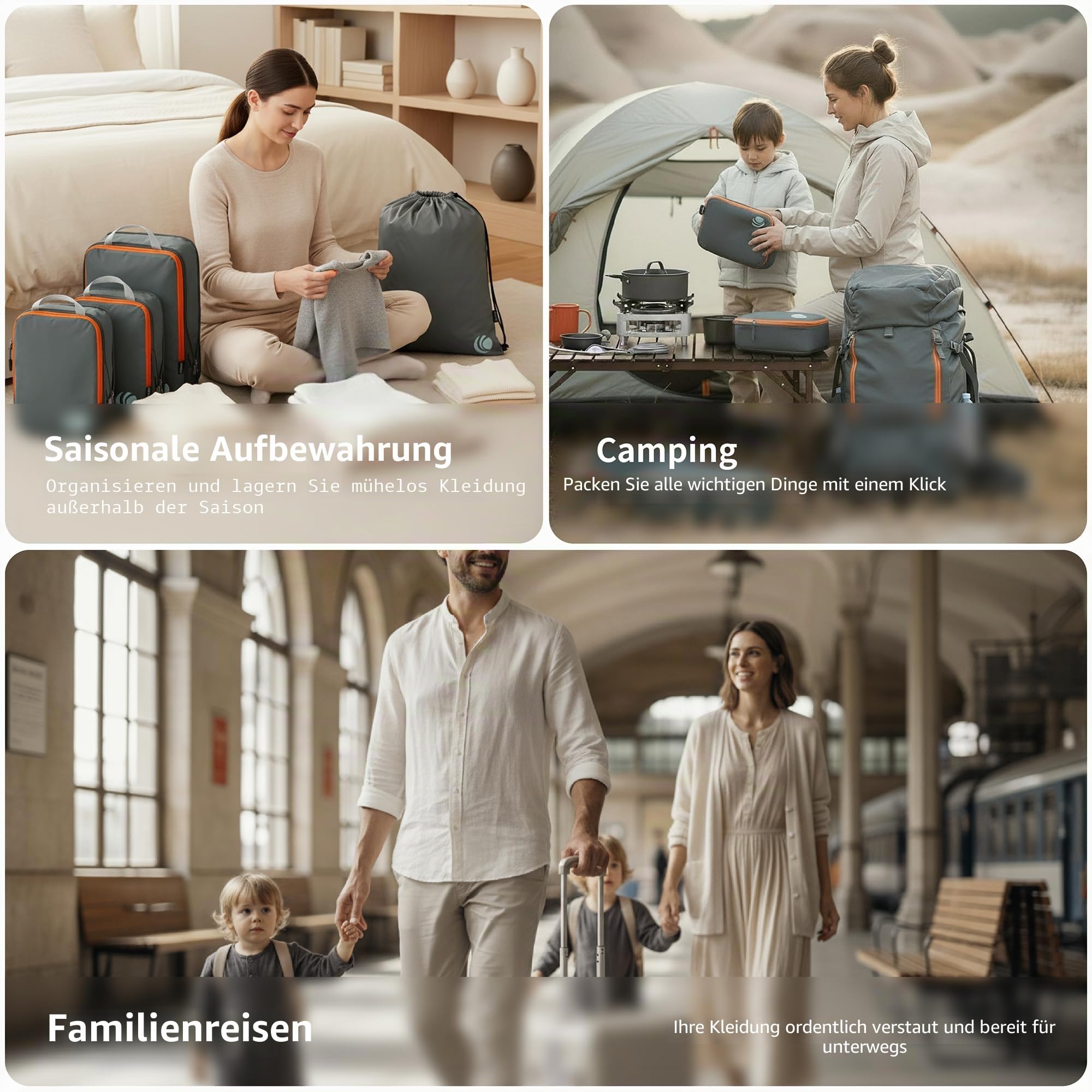 Cipway Kompressions-Packwürfel-Set für Reisen, ultraleichte Verpackungsorganisatoren für Gepäck, Koffer und Rucksack (grau, 5 Stück)