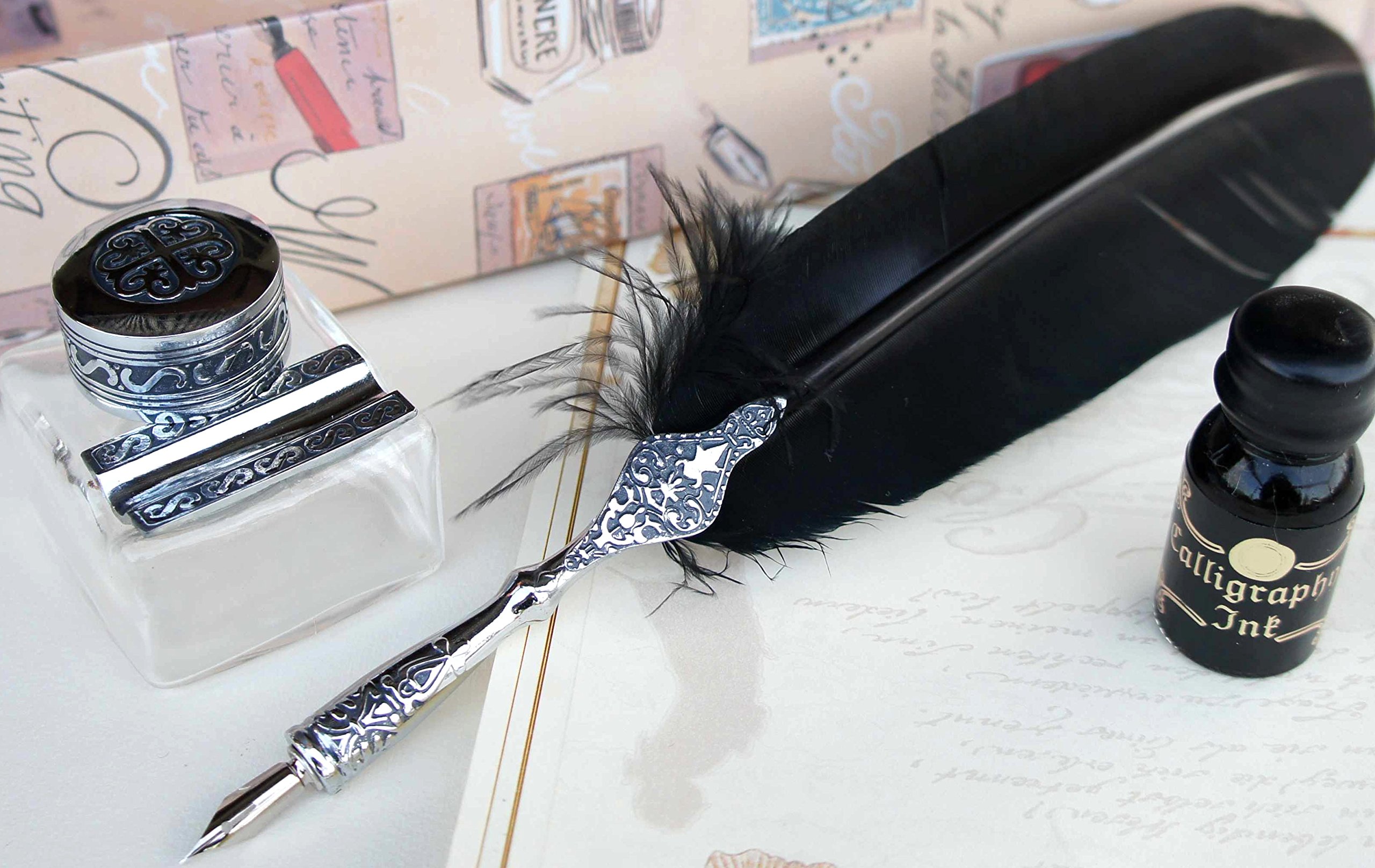 Kalligraphie Schreibset "Jane Austen" Federhalter, Tintenfass und Tinte