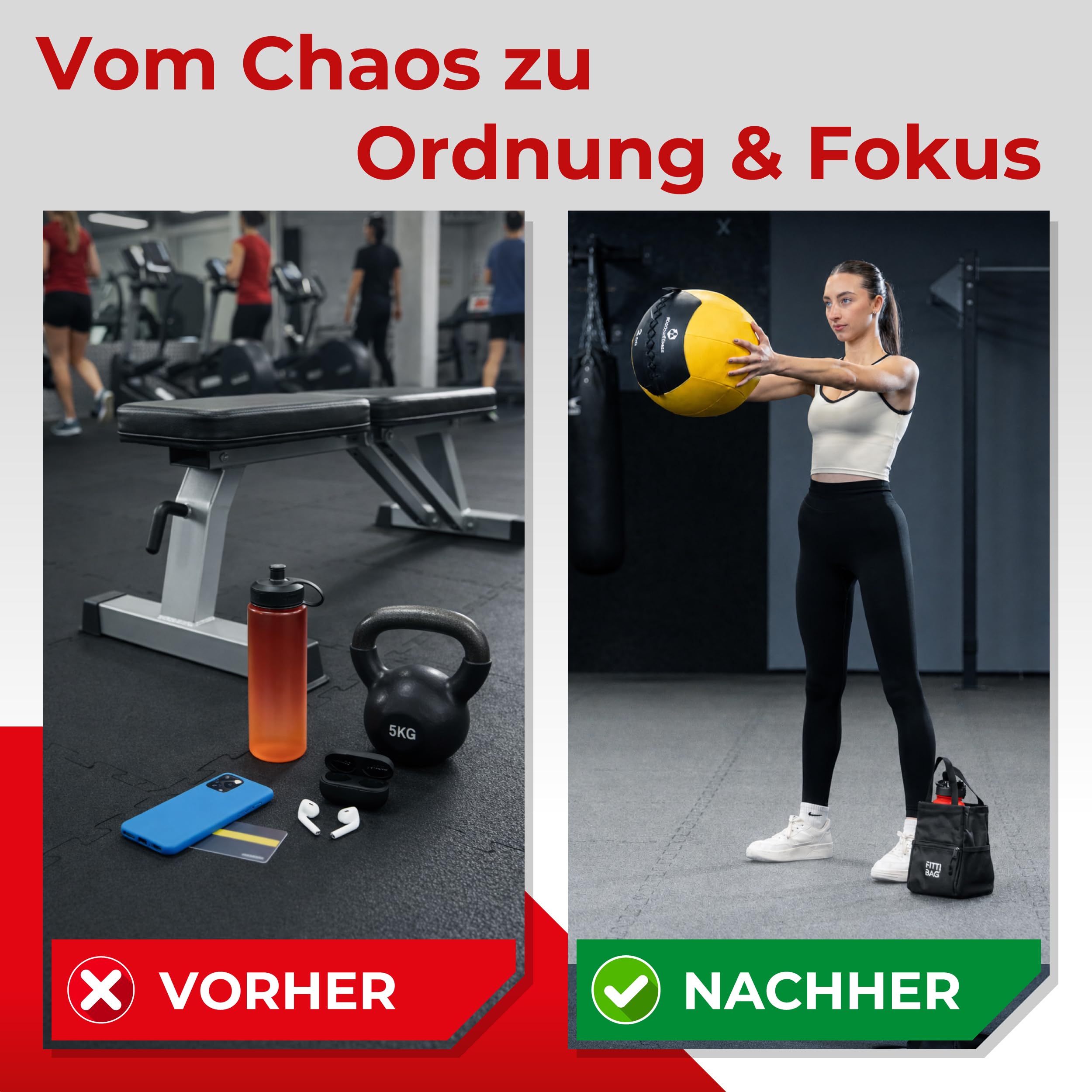 Gym Tasche klein Fitnessstudio Organizer für Handy, Schlüssel & Zubehör – kompakte Sporttasche mit Trinkflaschenfach für dein Training