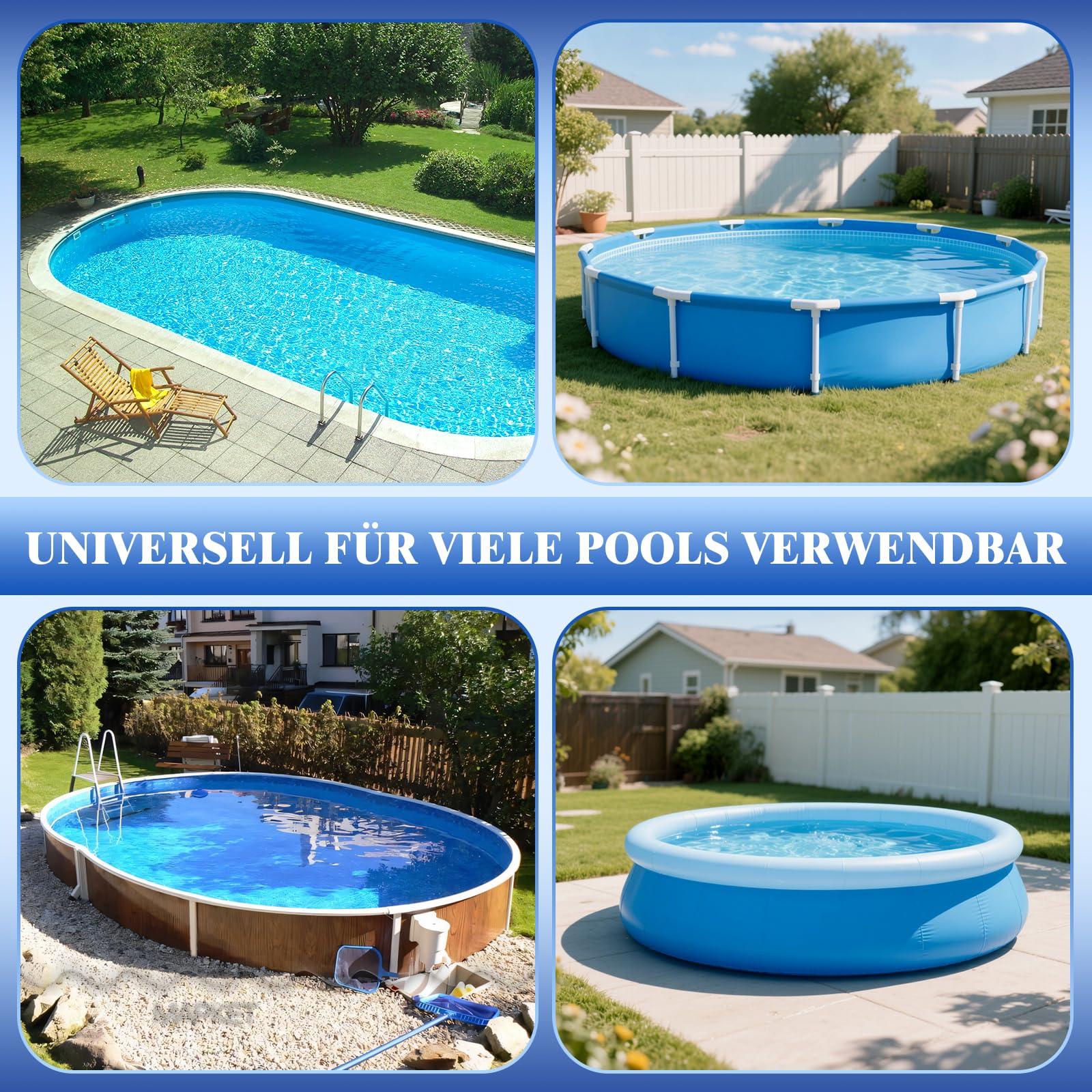 Coussin Gonflable Rond Pour Couverture De Piscine Avec Kit De Réparation,bleu,120 X 120 Cm,avec Valve De Sécurité - Jardin