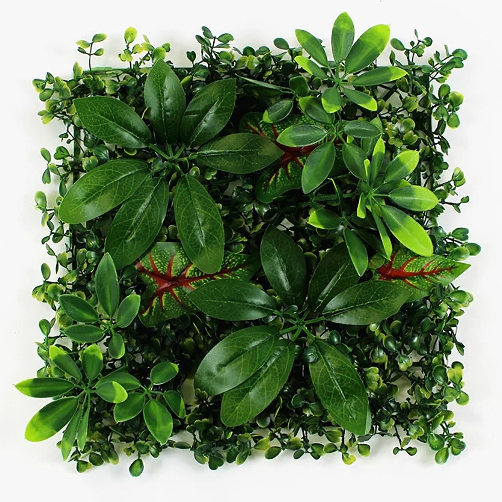 Générique Lot de 12 Panneaux muraux végétaux artificiels, 25 x 25 cm, Fond en Gazon Artificiel, fougères et arbustes Fixes, for la décoration intérieure et extérieure du Jardin(6)