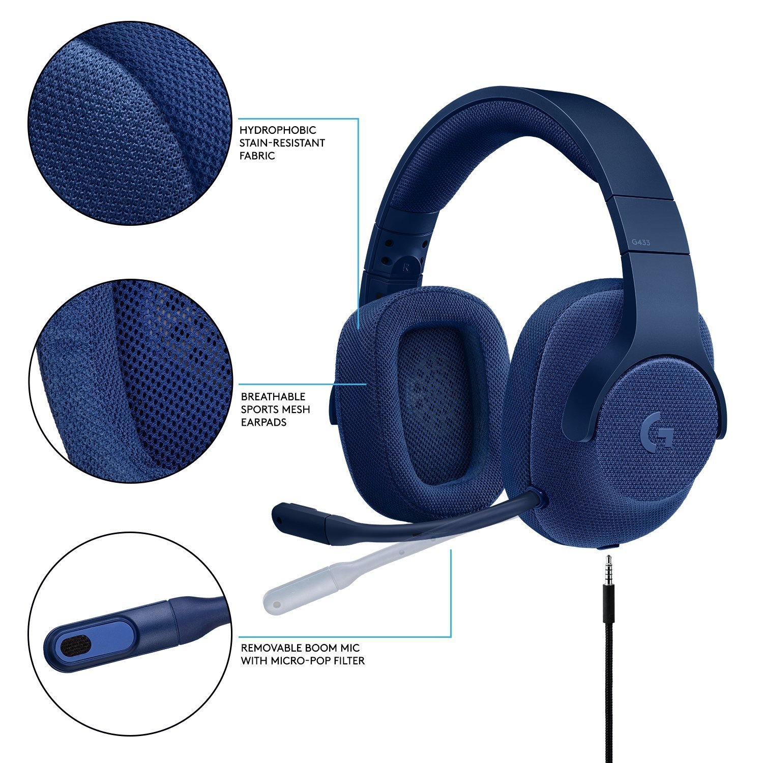 Logitech G433 7.1 Wired Gaming Headset Royal Blue - Dettaglio