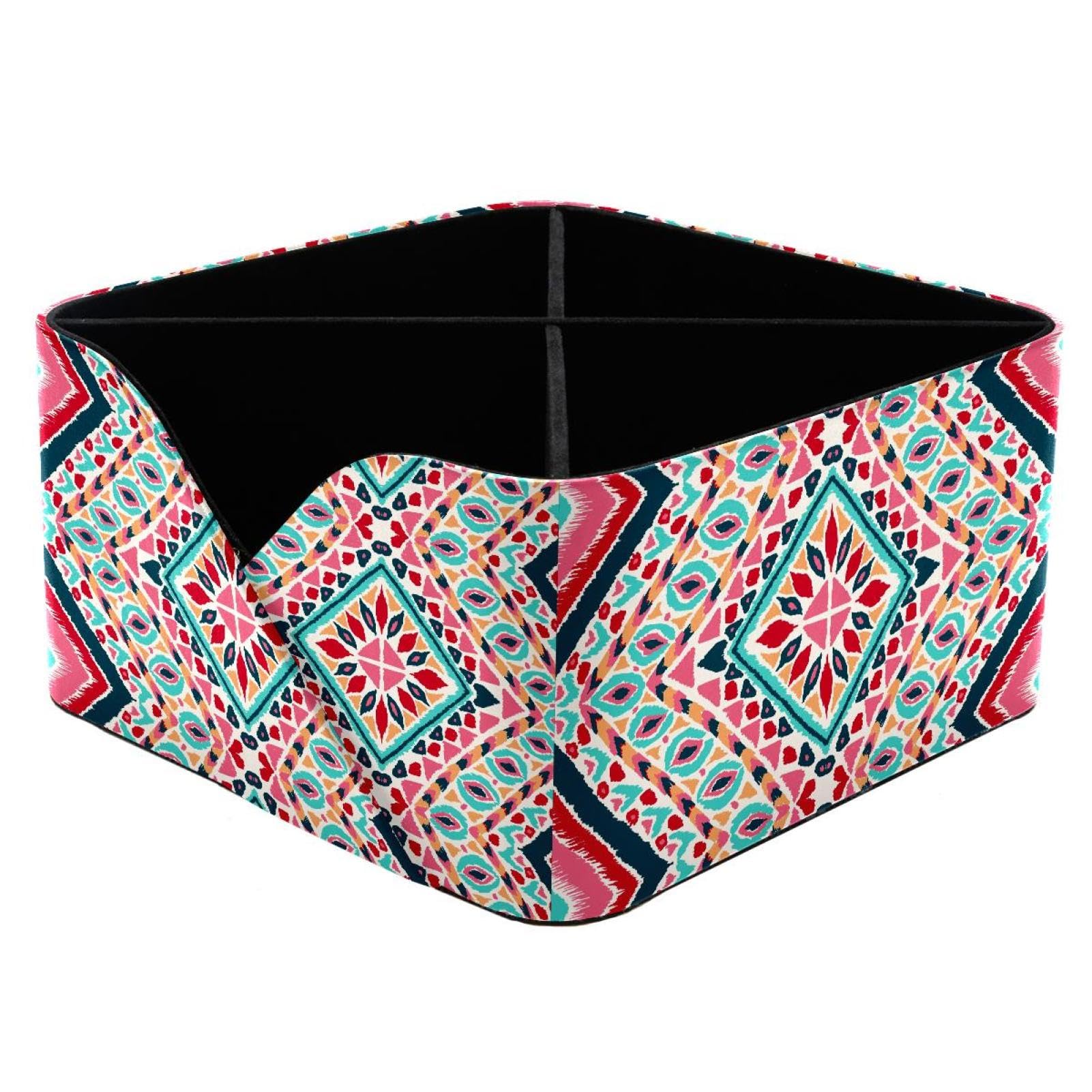 KengjuTesu Aztec Pattern Desktop Organizer Pen Holder, Rectangular Pencil Cup for Office, Study and Makeup Stations