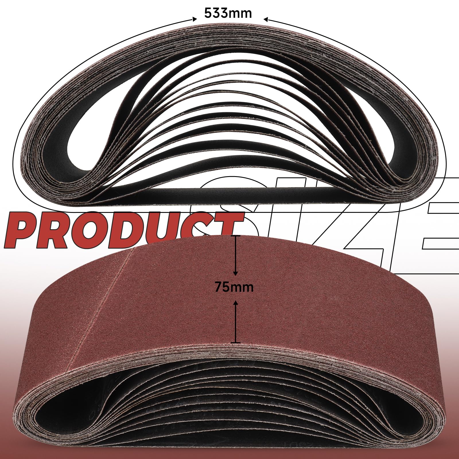 Bande Abrasive 75x533 mm 40 Grain 10 Pièces