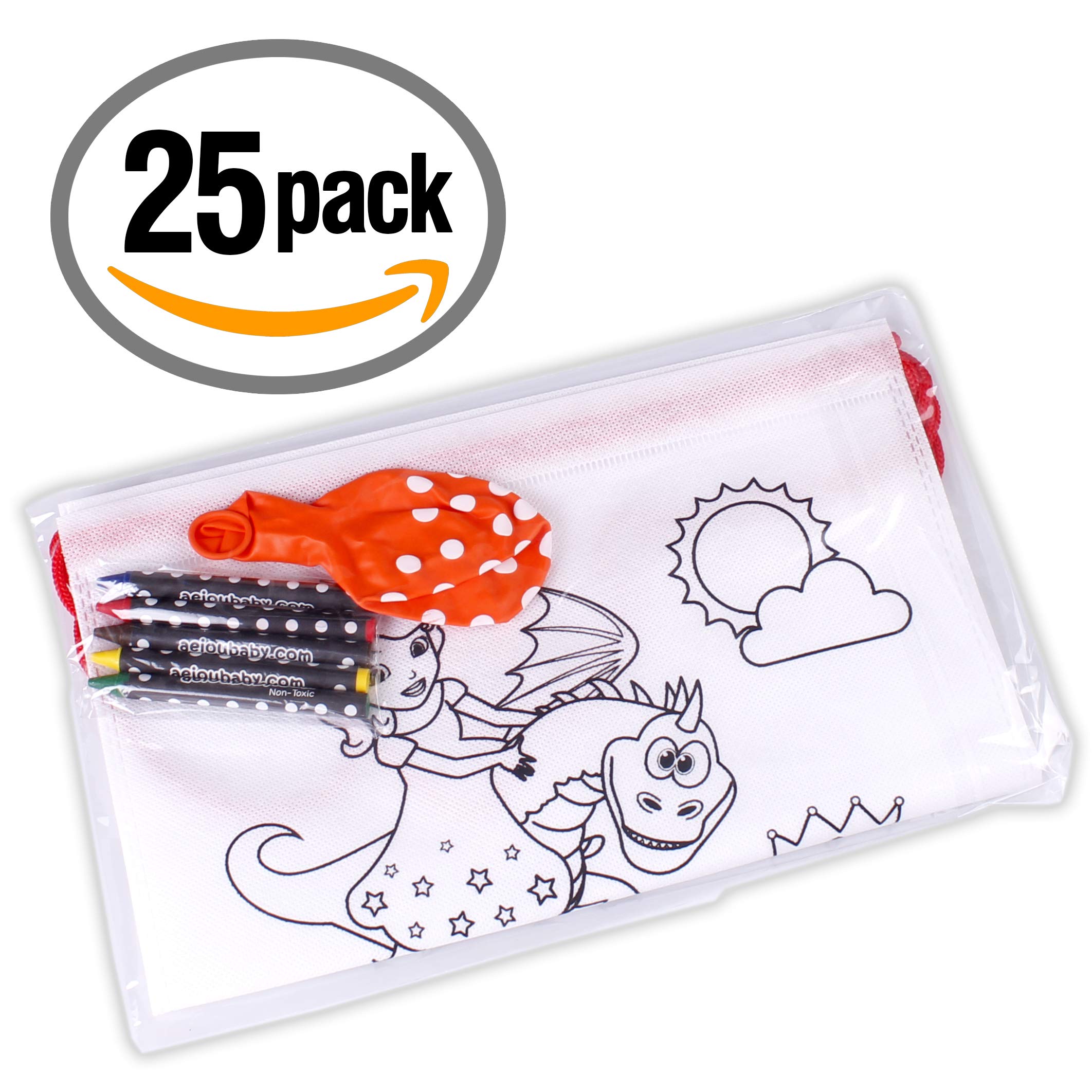 Sacs à Dos à Colorier 25 Pièces avec Crayons de Couleur et Ballon | Cadeau Enfants Fêtes Anniversaire