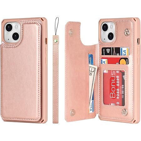 Cavor For IPhone 13 Case With Card Holder,for IPhone 13 Wallet Case For Women,Phone Cases For IPhone 13 Case With Stand & Strap,Leather Shockproof