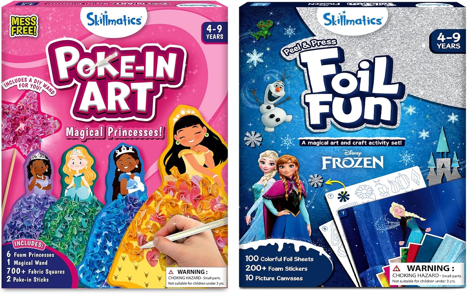 Skillmatics Poke in Art Princesses & Foil Fun Disney Frozen Bundle, Mess-Free Art for Kids, DIY Craft Kits, Creative Activity, Gifts for Ages 4, 5, 6, 7, 8, 9