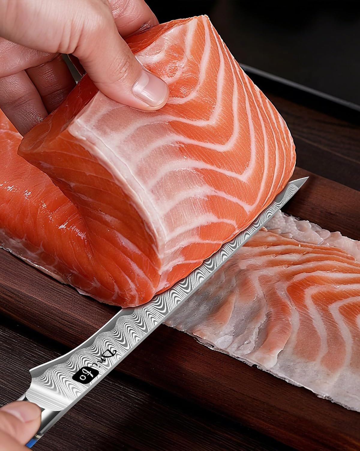 Damascus Boning Knife 6 Inch,VG10 Core Steel with 66-Layers High Carbon,Professional Boning Knives for Meat Poultry Chicken,Blue Resin & Wood Handle,Ideal Gift for Chefs and Cooking Lovers