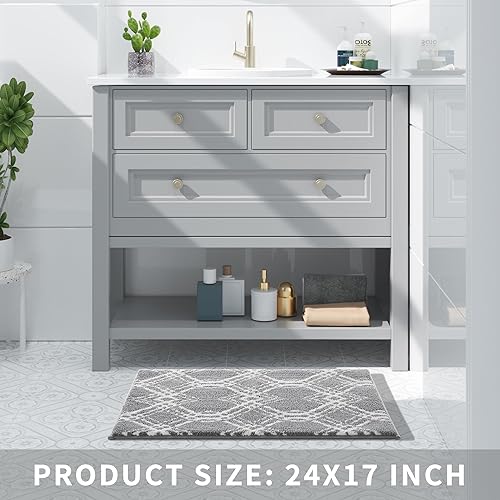 Miniatura 6 de Yimobra Tapetes de baño de lujo, 24 x 17 pulgadas, tapete de baño de felpa suave y gruesa, antideslizante, absorbente de agua, lavable a máquina,