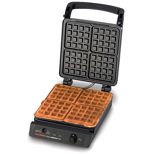 Chef's Choice 854 Classic Pro 4-Square Waffle Maker, 15.75 Inch, Silver