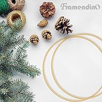 Vista 2 de Framendino, Paquete de 10 anillos de aro de bambú de madera macramé, corona floral para bricolaje atrapasueños, decoración de boda y manualidades