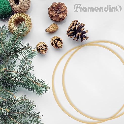 Miniatura 2 de Framendino, Paquete de 10 anillos de aro de bambú de madera macramé, corona floral para bricolaje atrapasueños, decoración de boda y manualidades