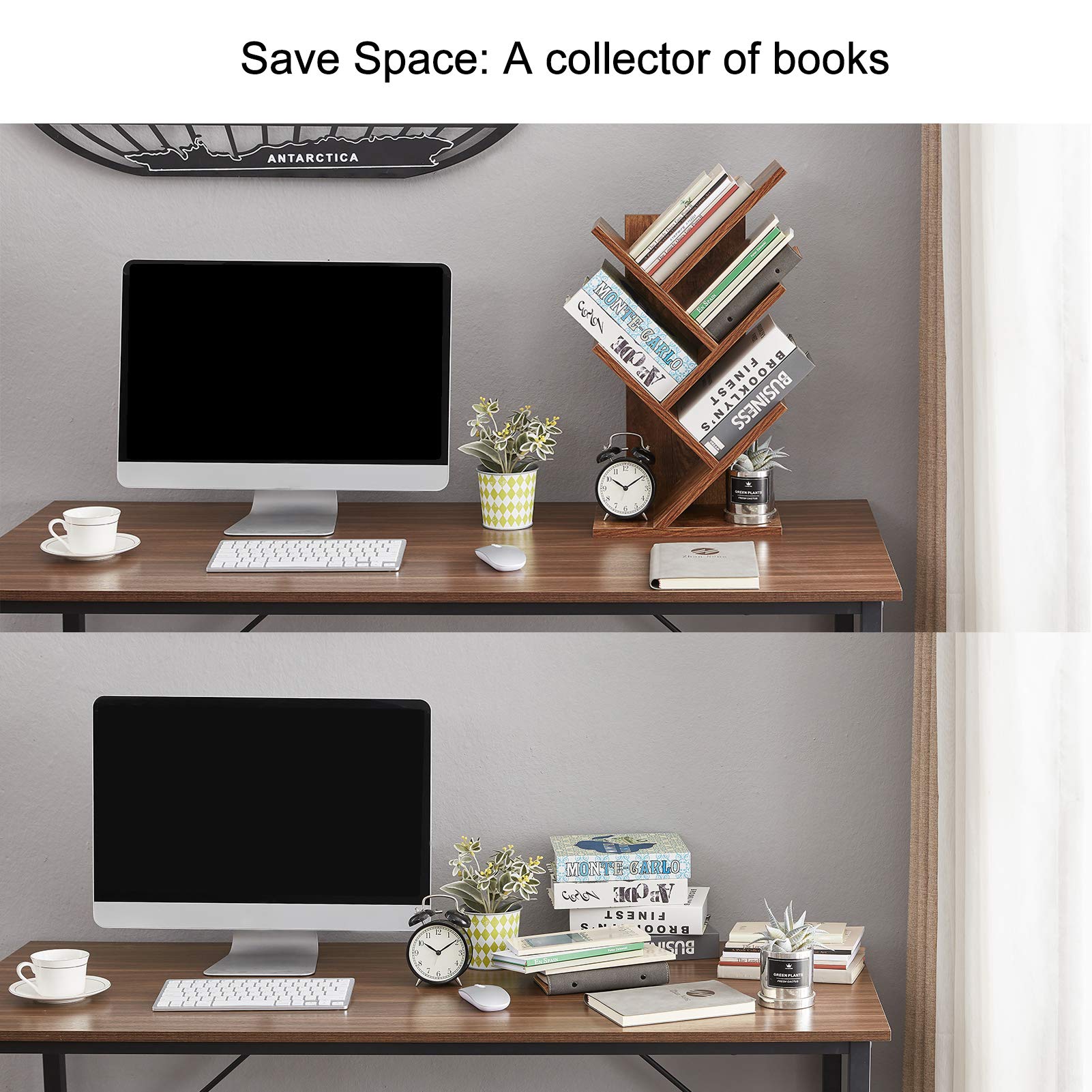 SUPERJARE Tree Bookshelf, 5Tier Floor Standing Tree Bookcase in Living