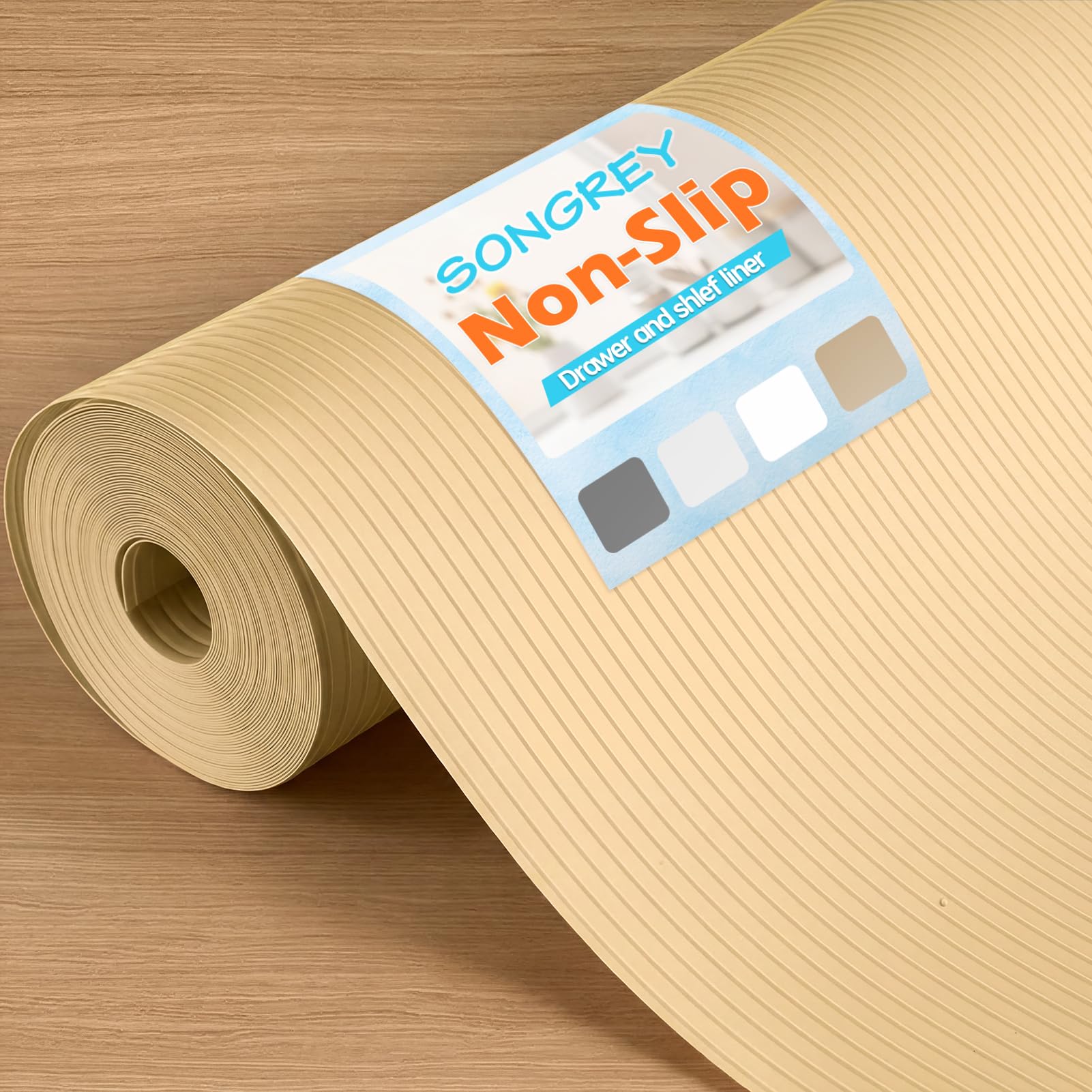 Photo 1 of Songrey Waterproof Shelf Cabinet and Drawer Liner, 17.5IN x 20FT, Beige