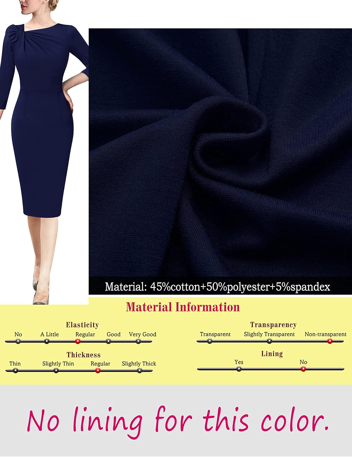 VFSHOW Womens Pleated Asymmetric Bow Neck Work Business Office Church Cocktail Party Pencil Sheath Dress - Image 9