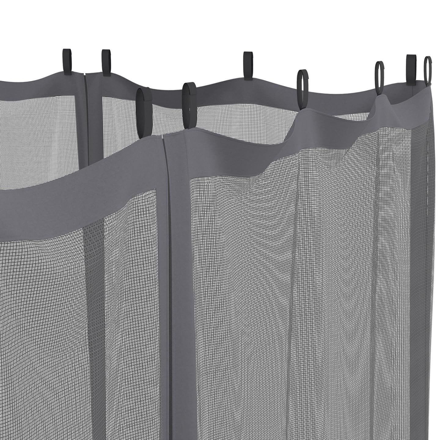Set di 4 zanzariere per pergola bioclimatica 3x4 Grigio con Cerniera + Ganci