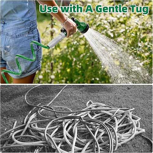 Miniatura 6 de SPECILITE Manguera de jardín de bobina ligera de 38 pulgadas, 100 pies, tubos de agua flexibles de EVA con boquilla de pulverización de 6 patrones