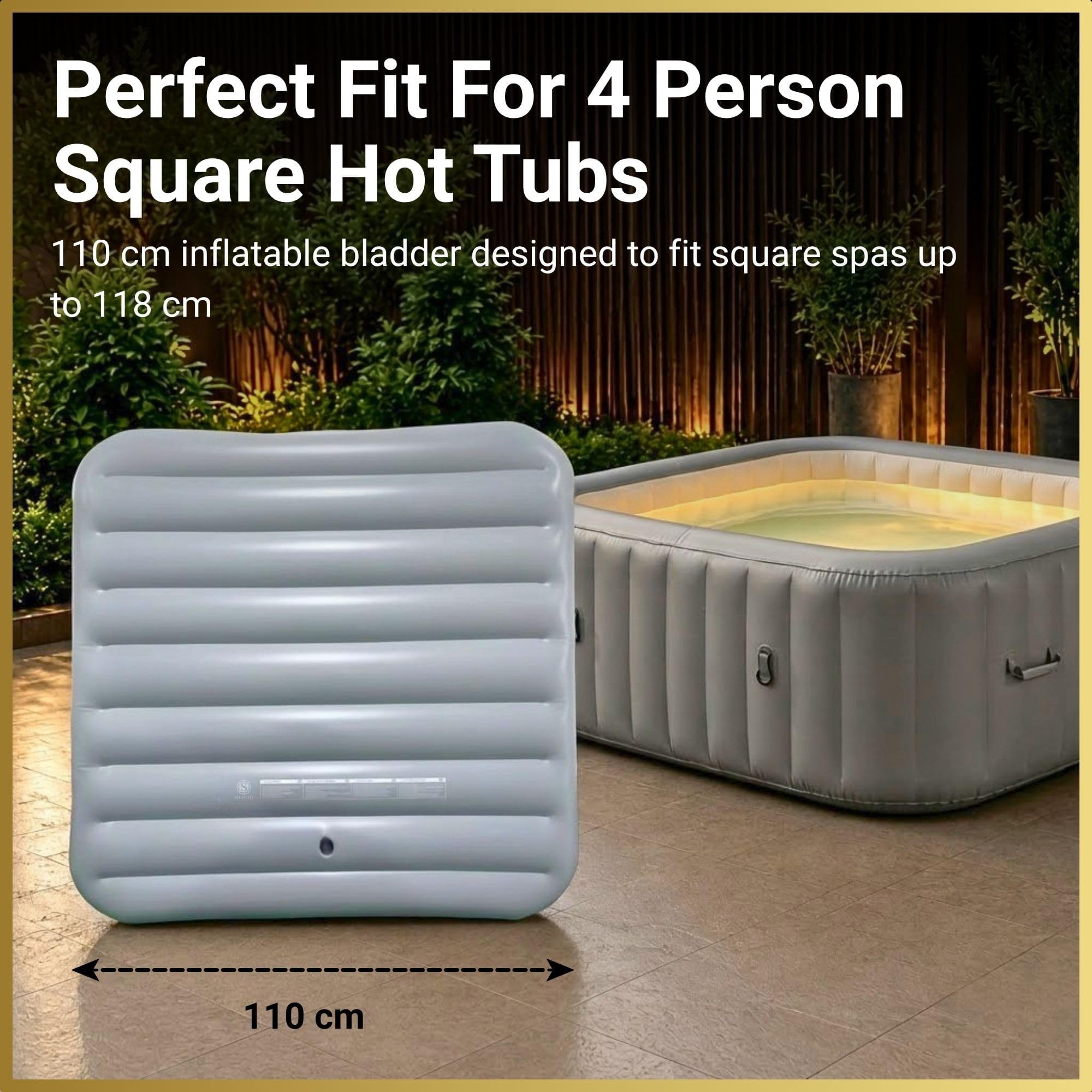 Housse de Protection pour Spa à économie d'énergie, Couvercle Gonflable, Technologie d'isolation Thermique, Protection Contre Les débordements, Poche carrée Compatible avec Tous Les jacuzzis carrés