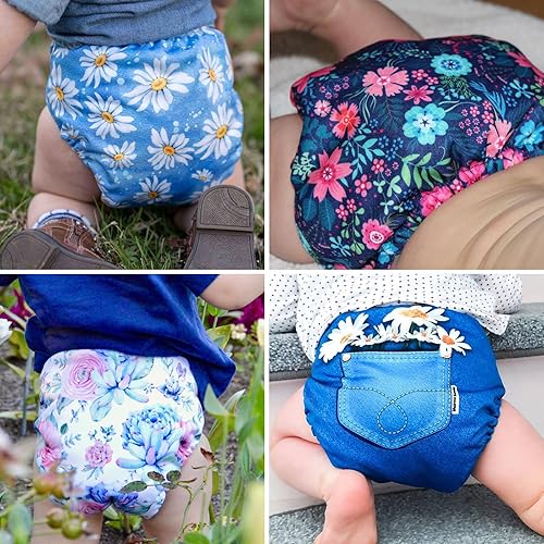 Miniatura 2 de Mama Koala Pañales de tela 1.0 para bebés, paquete de 6 unidades de bolsillo solo (sin rellenos), pañales de bolsillo lavables y reutilizables para