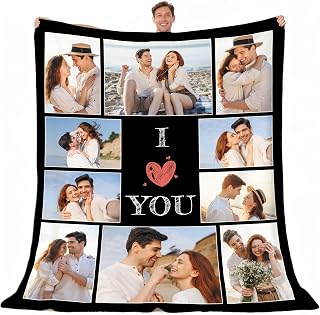 Giftove Personalisierte Decke Foto Geschenk für Valentinstag für Ihn Sie, 100% Flanell Kuscheldecke Valentinstagsgeschenk, Personalisierte Geschenke für Frauen Männer, Fotogeschenke zum Jahrestag