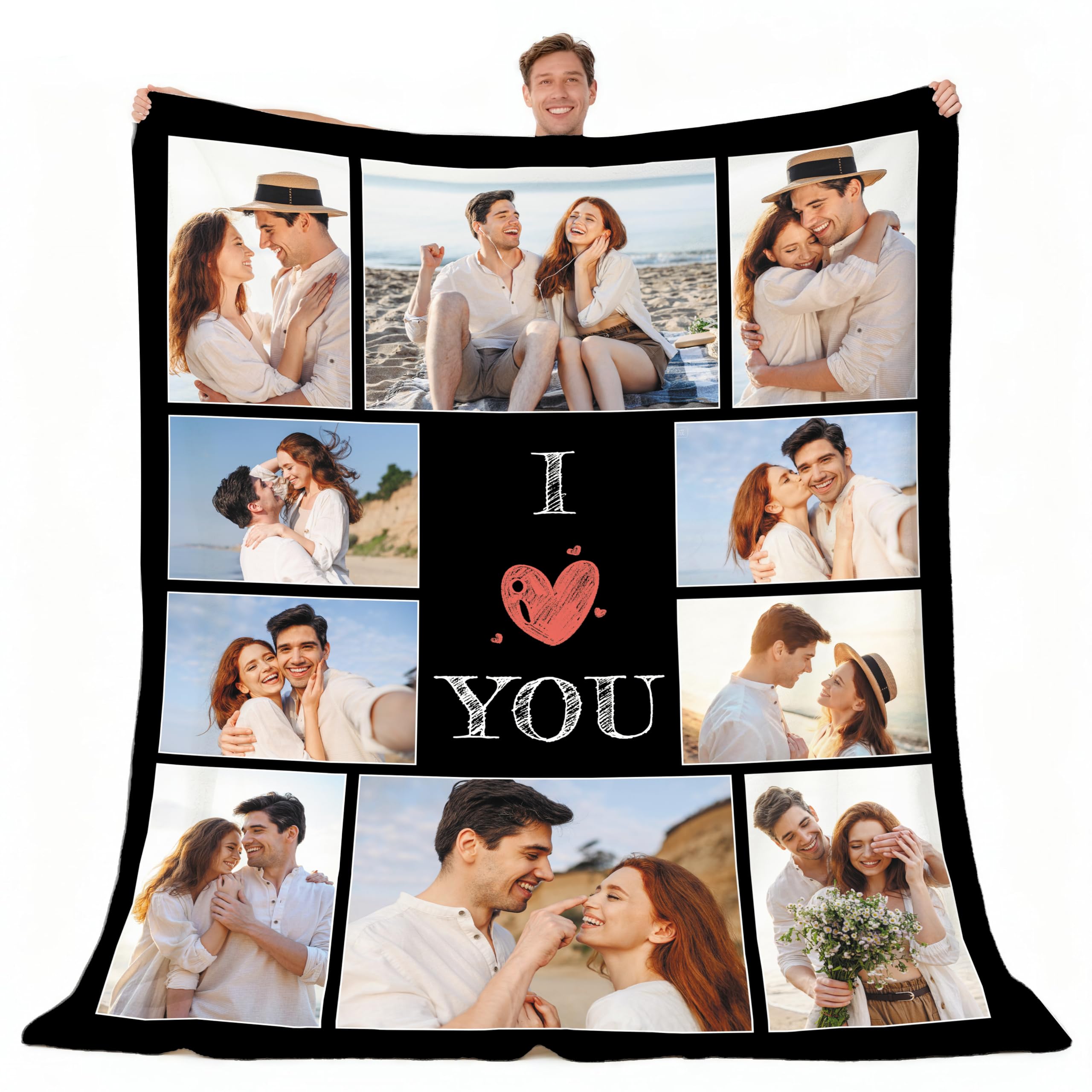 LUCKOR Flannel Personalised Blanket with Photo for Couple Husband Wife