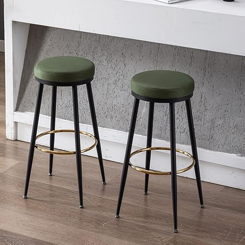 Miniatura 19 de Taburetes de bar de 26 pulgadas de altura de mostrador, juego de 4 taburetes de mostrador de gamuza, sin espalda, modernos con patas Burnt