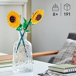 LEGO Sunflowers Building Toy for Kids, Girls and Boys Ages 8+ - Artificial Sunflowers for Home Decor and Display - Birthday Gift Idea for Lovers of Plants & Flowers - 40524