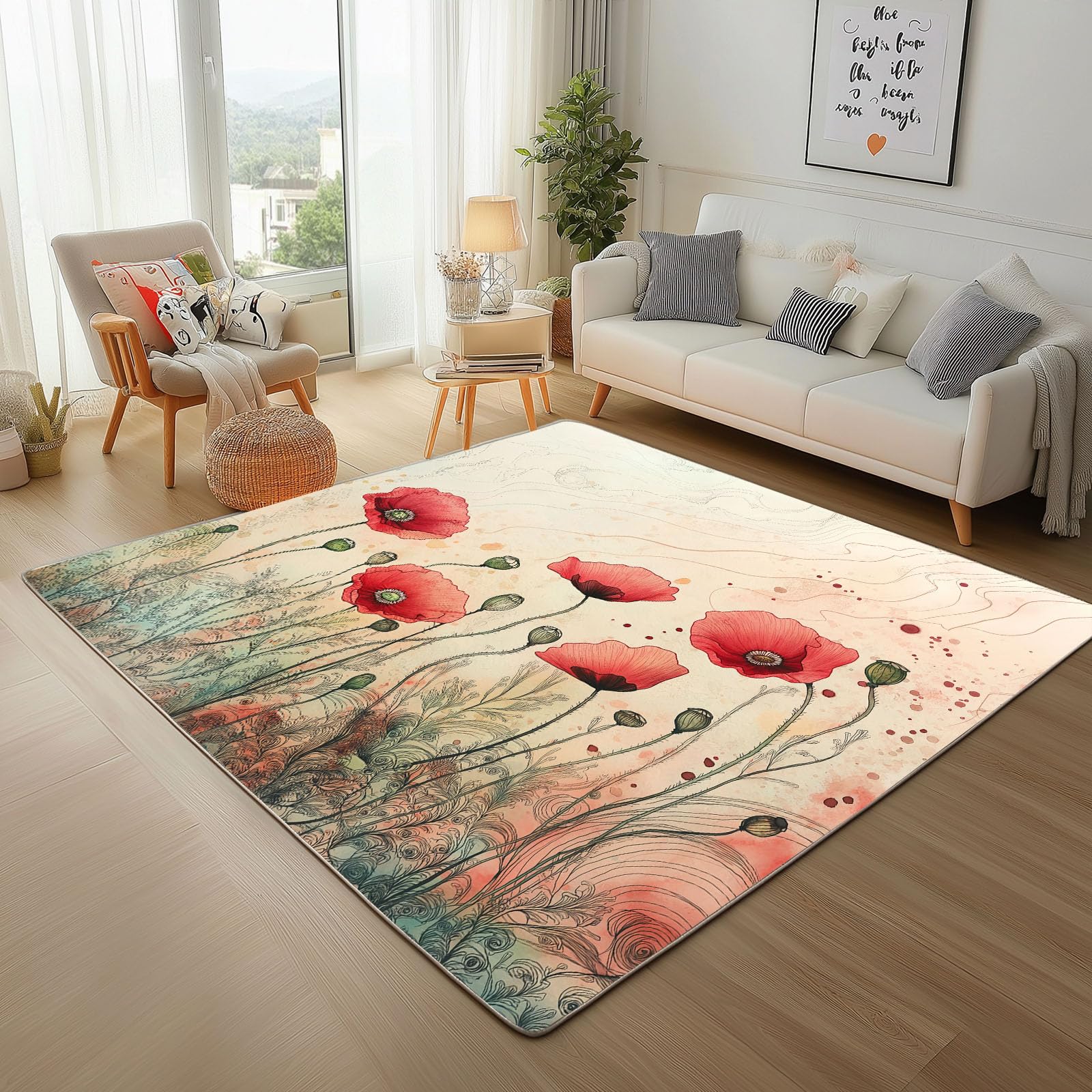 Tapis de fleurs peinture lavable 160x230 pour en finir avec les glissades et les taches