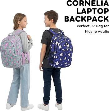 J World Cornelia Middle School Backpack for Kids. Student Laptop Bookbag, Aurora