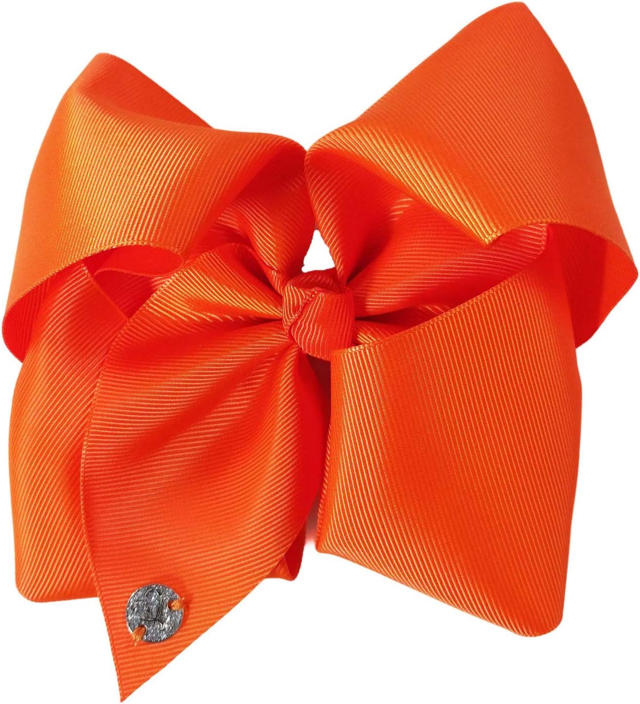 JOJO Siwa, Orange Bow 8 Inch Wide Metal Salon Boutique Clip Barrette Cheer Ribbon Layered Fabric Handmade Bows Easy to Wear Clips with Signature Pin Beauty Personal Care Hair Accessories, Tangerine