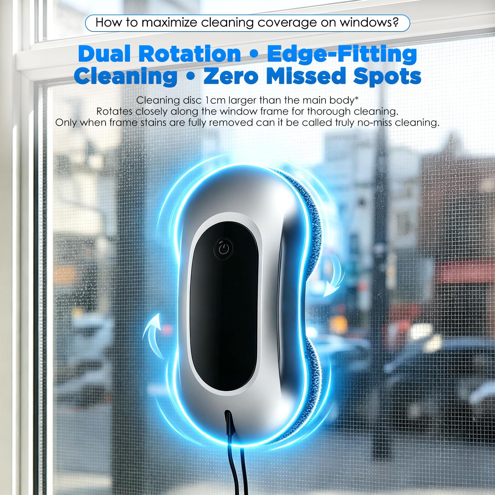 Robot limpiador de ventanas inalámbrico, robot automático para ventanas con potencia de succión de 6000 Pa, doble spray y depósito de agua de 500 ml, limpiador eléctrico de ventanas con 3