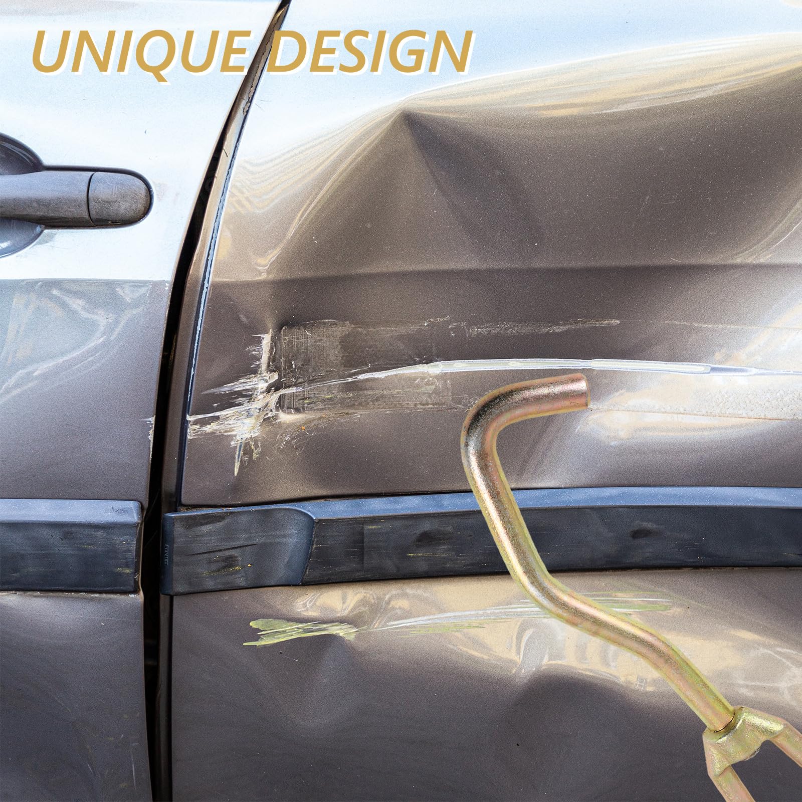 Zerodeko Crochets de Réparation de Carrosserie pour Calibrage de Tôle Tête Ronde de Serpent en Acier Or, Outil Mécanique Auto Polyvalent pour Réparation Automobile