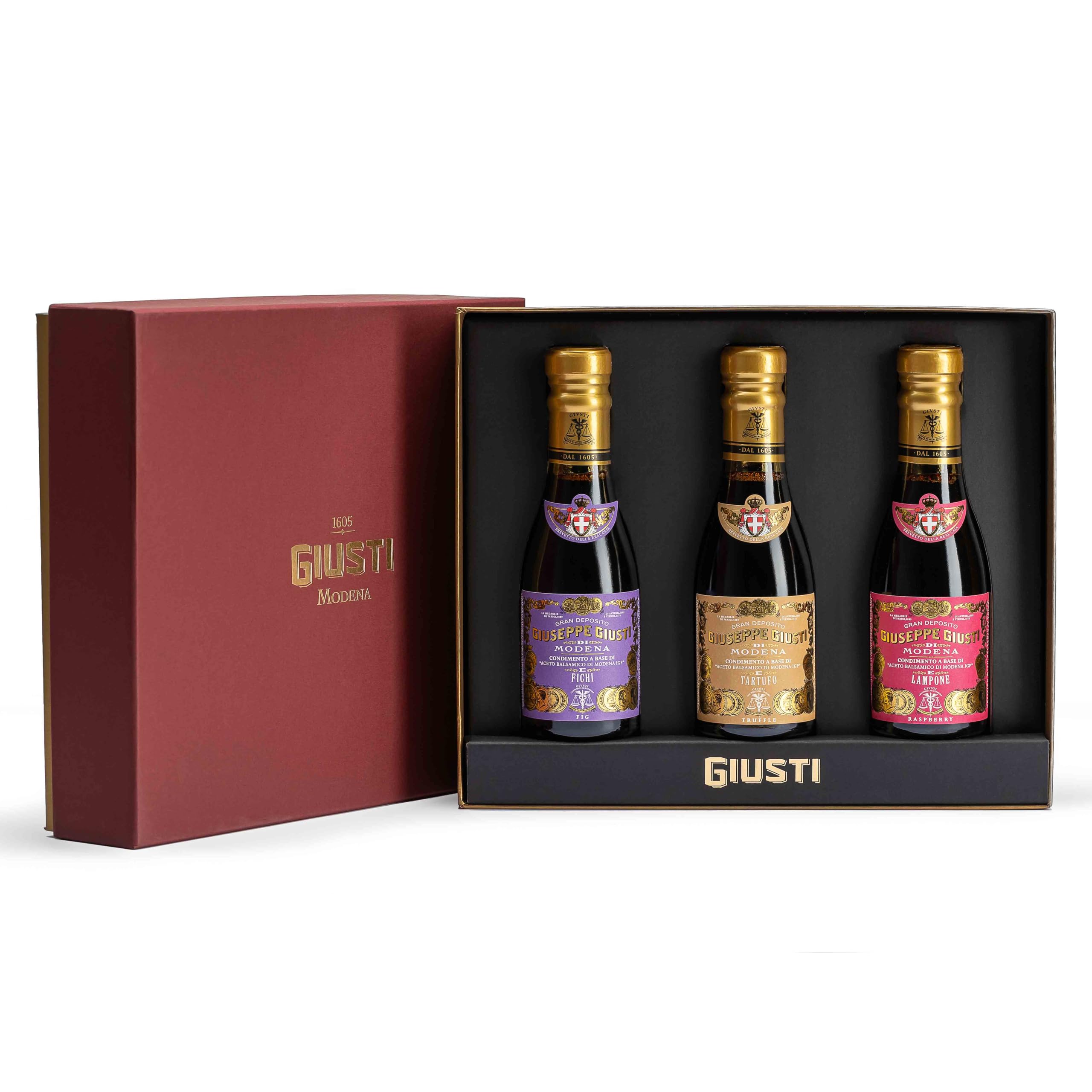 Giusti - Tris Balsamico mit Trüffel, Feige, Himbeere (3 x 100 ml)