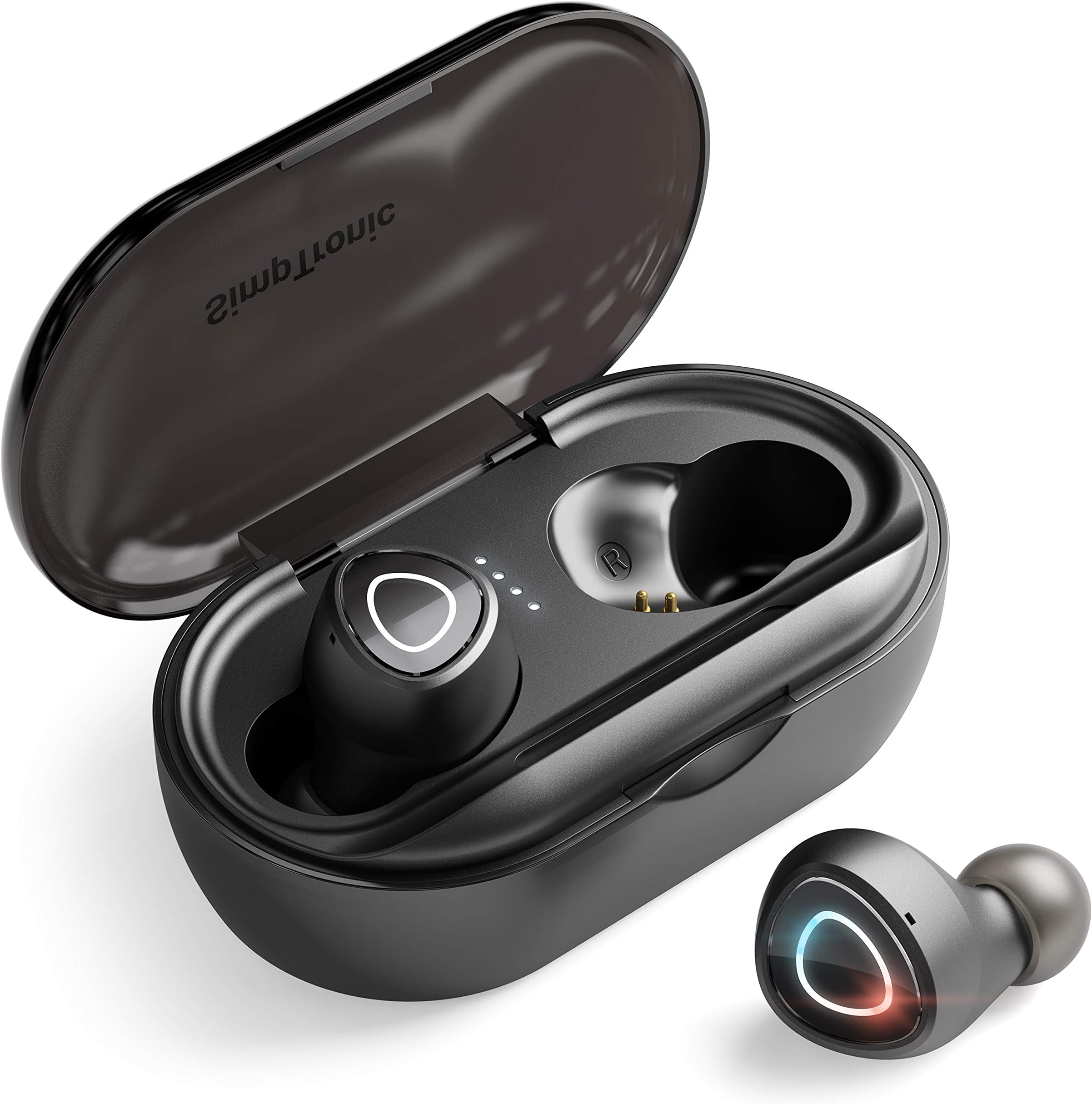 True Wireless Earbuds Bluetooth 5.0 Headphones in-Ear TWS Mini Headset for Sport Extra Bass Stereo Earphones HD Sound IPX7 Waterproof Noise Cancelling Mic 46 Hours Playtime Black