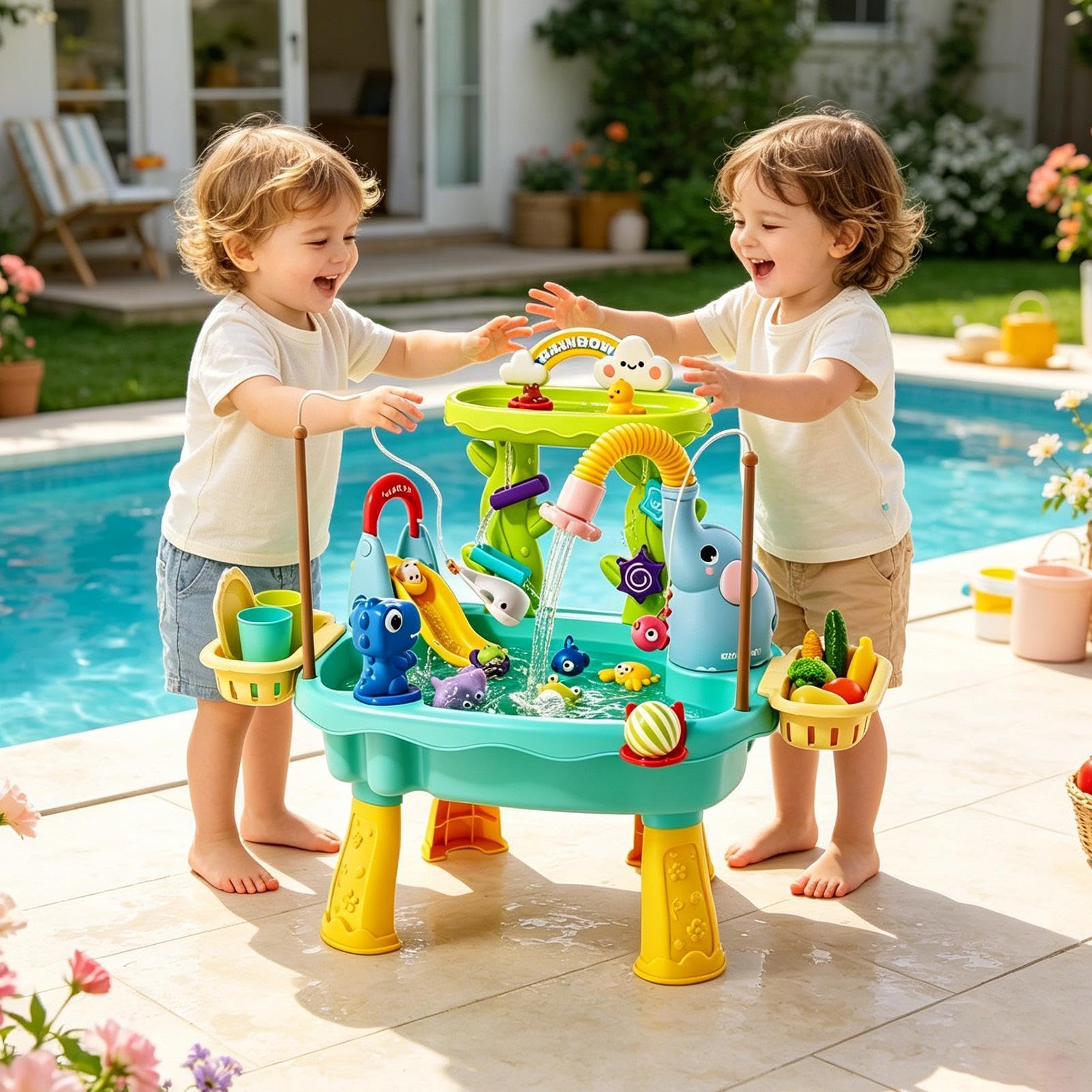 Tavolo Acqua Per Bambini - Tavolo Da Gioco D'acqua A 2 Strati - Giochi Sensoriali Estivi Di Attività - Per Bambini Prescolari, Cortile, Giardino, Spiaggia, Campeggio, Asilo, Bagno, Sala Giochi