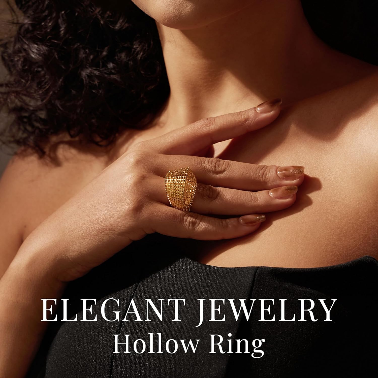 Silver Ring for Women，Imitation Platinum Hollow Out Design Ring，Personality Trend Fashion Ring - Image 2