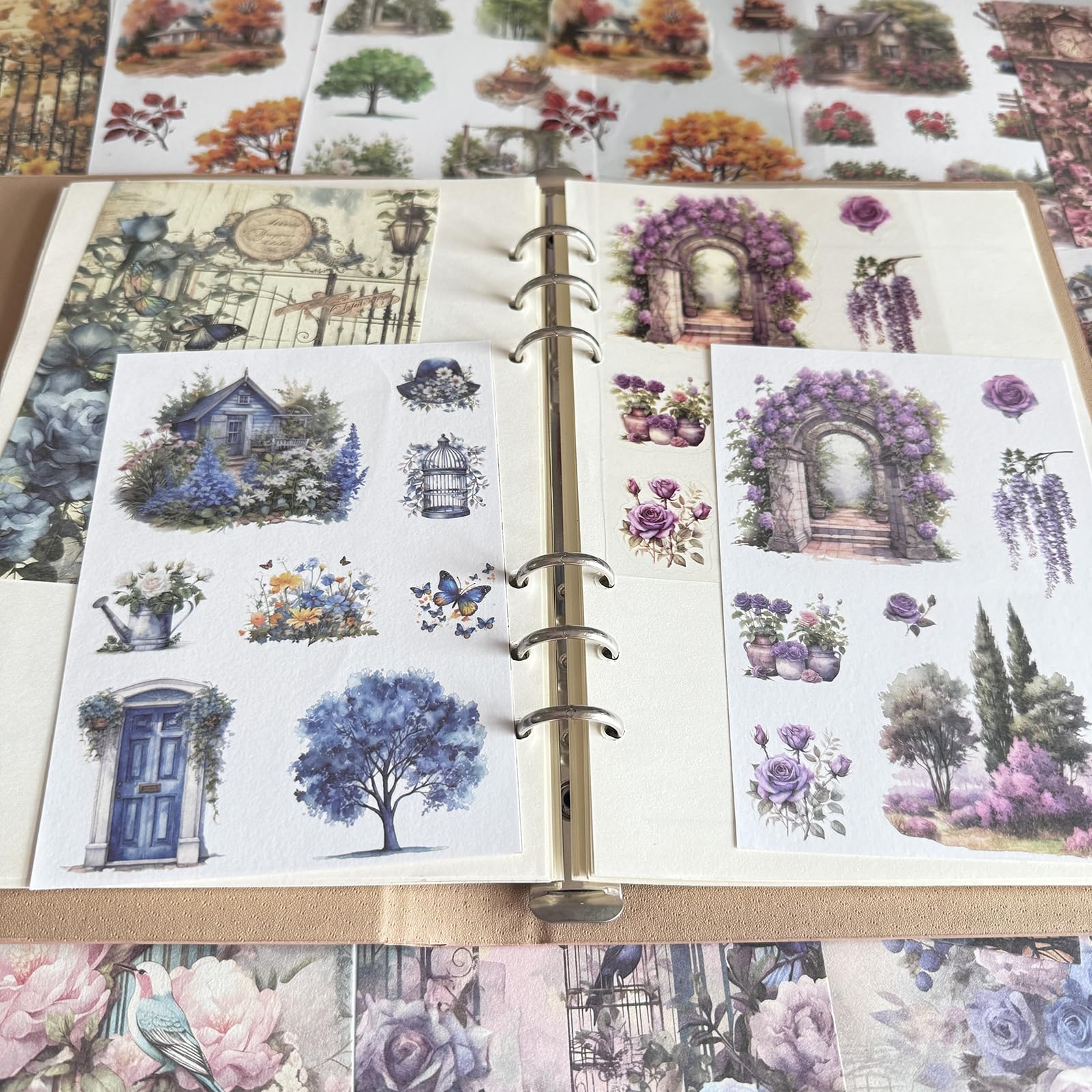 20 arkuszy naklejek kwiatowych do scrapbookingu, kwiatowe naklejki do scrapbookingu, artykuły do pamiętnika śmieci, 50 arkuszy, artykuły papierowe, do dziennika śmieci, materiałów do scrapbookingu