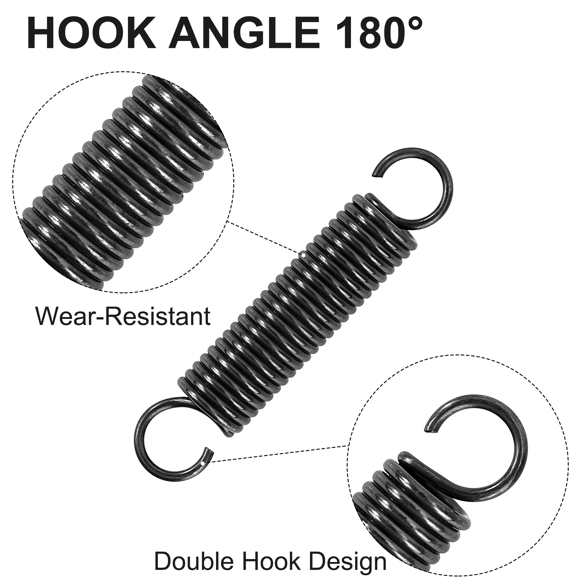 2x GUNGY Zugfeder 60 Mm – Edelstahl 304, 12 Mm Außen-Ø, 1,5 Mm Drahtstärke, 6 Kg Zugkraft, Doppelhaken