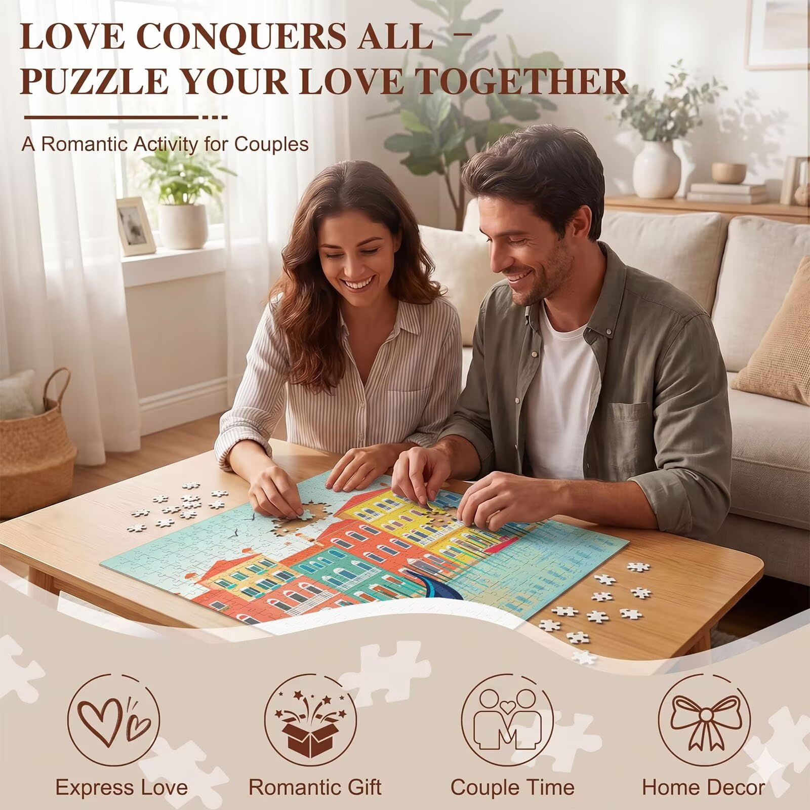 colore piccola città Puzzle 3000 Pezzi per Adulti, Puzzle in Legno - Collezione Classica con Poster Incluso - Sfida di Concentrazione e Passatempo Antistress, Gioco per Famiglia, 122 x 81 cm f0-36