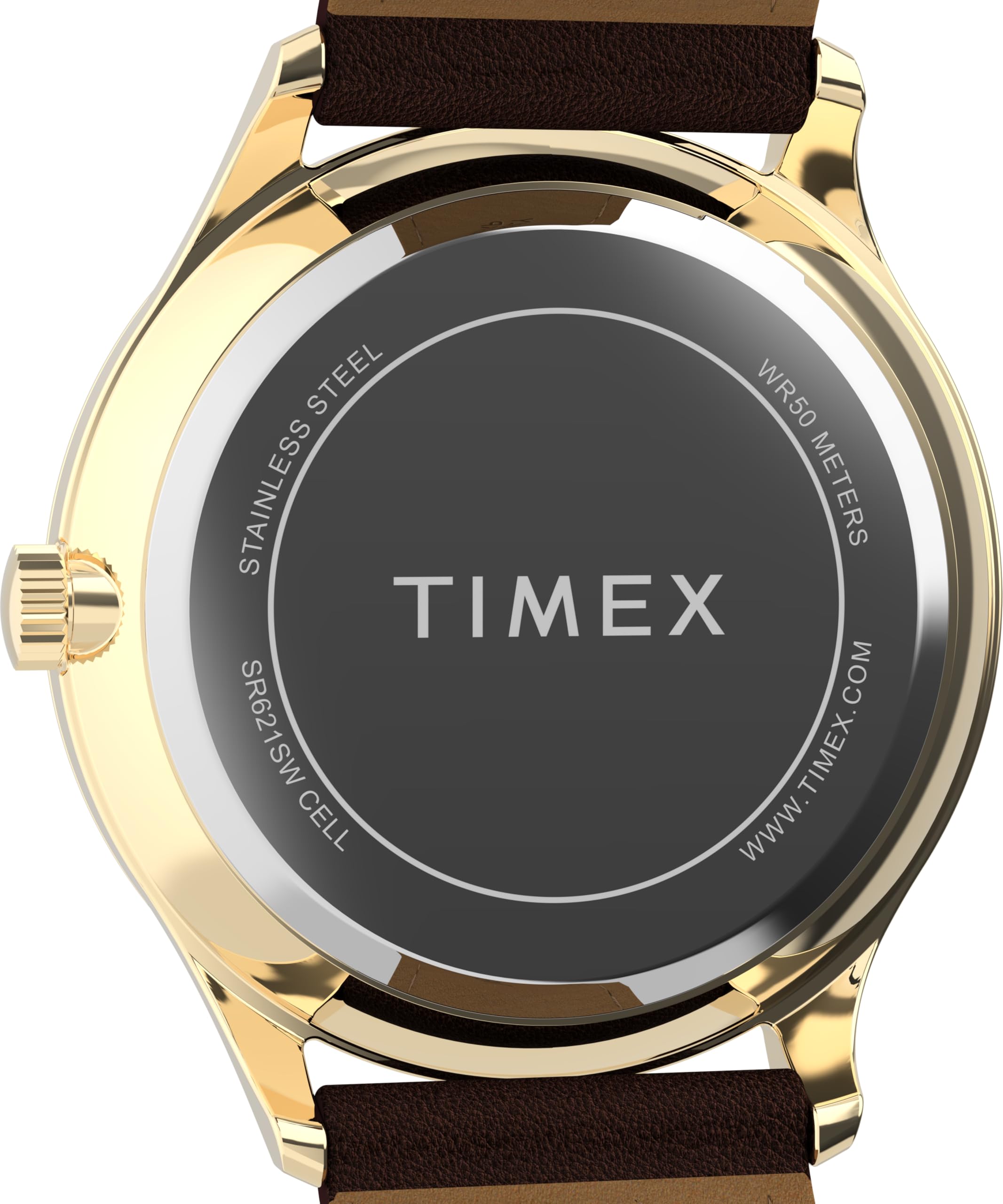 Timex Easy Reader Zegarek męski 40 mm – brązowy skórzany pasek kremowa tarcza koperta w kolorze złotym TW2W68400