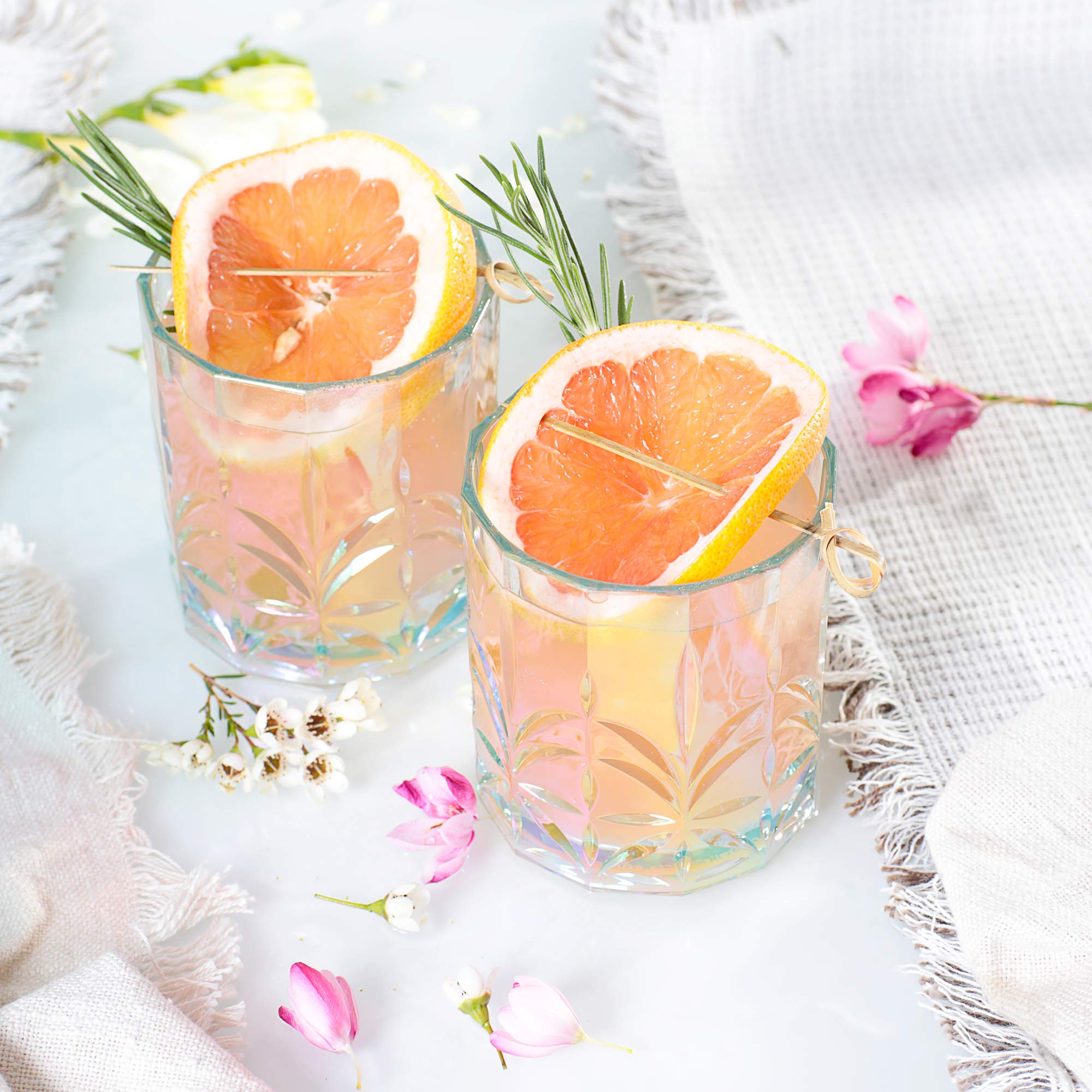 BELLAFORTE Kurzes Trinkglas aus bruchsicherem Tritan-Kunststoff, 370 ml, Myrtle Beach, unzerbrechlich, Kristallschliff, altmodische Trinkgläser für Whiskey, BPA-frei, spülmaschinenfest, Blaugrün, 4